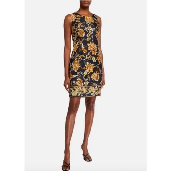 Kobi Halperin Mini Dress Small Tina Navy Blue Floral Sleeveless Silk Sheath - Picture 1 of 5